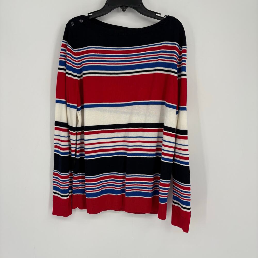 Talbots Women’s Striped Pullover Lightweight Sweater Size Large Casual Button